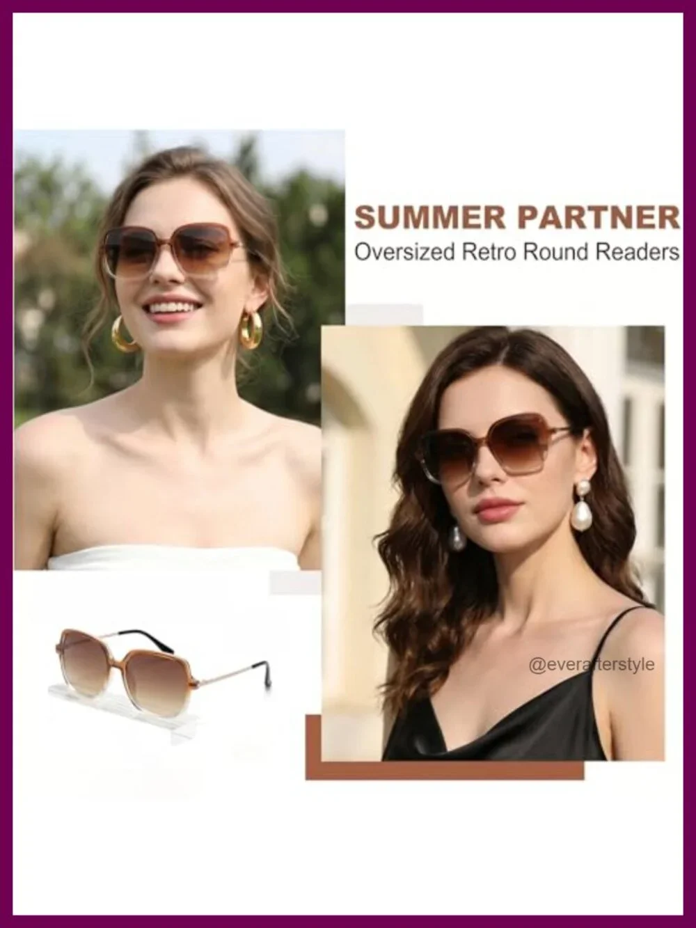 Oversized Square Reading Sunglasses UV400 Anti UV Tinted Readers for Women